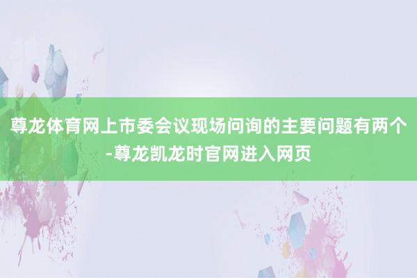 尊龙体育网上市委会议现场问询的主要问题有两个-尊龙凯龙时官网进入网页